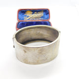 Aesthetic Movement Victorian Sterling Silver Bird & Butterfly Bangle Bracelet c1890