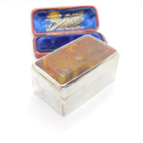 Sterling Silver & Red Agate Topped Trinket Box 1991 Birmingham Vintage