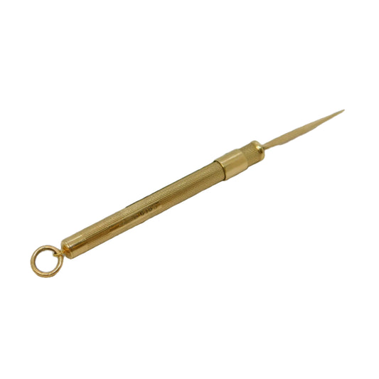 9ct Yellow Gold Engine Turned Propelling Toothpick Vintage 1975 Birmingham
