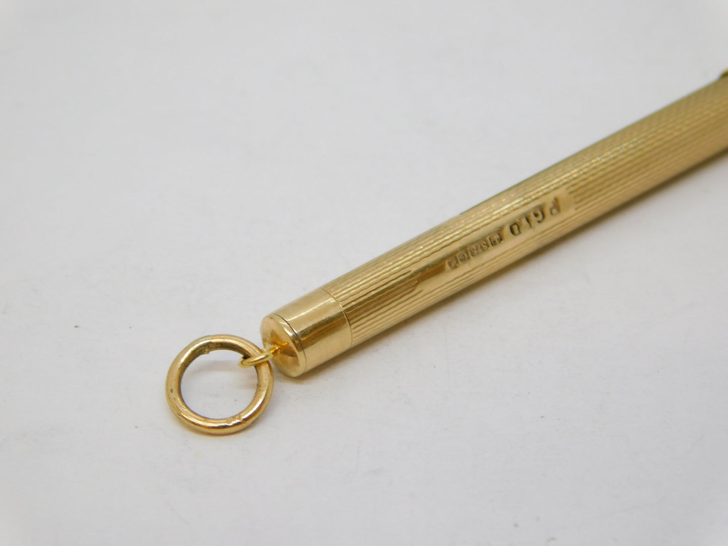 9ct Yellow Gold Engine Turned Propelling Toothpick Vintage 1975 Birmingham