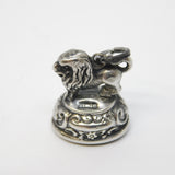 Edwardian Sterling Silver Carnelian Set Lion Form Fob Seal Antique 1902 Birmingham