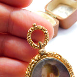 Regency 15ct Gold Cased Watercolour Mourning Pendant Locket c1830 Antique