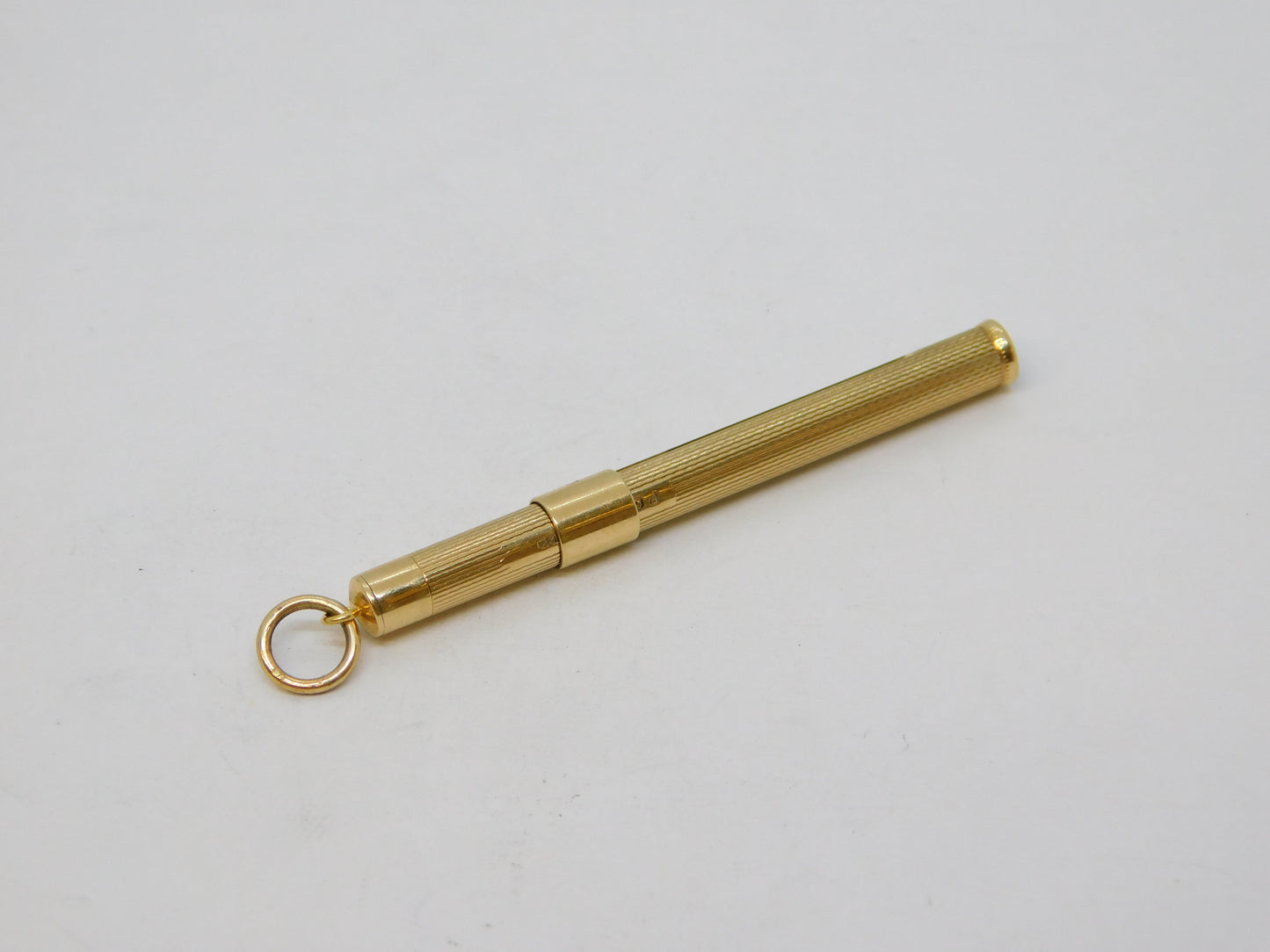 9ct Yellow Gold Engine Turned Propelling Toothpick Vintage 1975 Birmingham