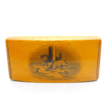 Rare Mauchline Ware Snuff Box with Dogs Chasing Rats Scene Antique c1880
