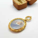 Regency 15ct Gold Cased Watercolour Mourning Pendant Locket c1830 Antique