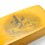 Rare Mauchline Ware Snuff Box with Dogs Chasing Rats Scene Antique c1880