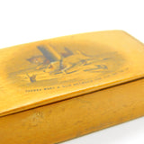 Rare Mauchline Ware Snuff Box with Dogs Chasing Rats Scene Antique c1880