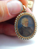 Georgian 15ct Gold, Watercolour Miniature & Hair Plait Mourning Locket c1790