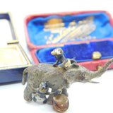 Victorian Vienna Cold Painted Bronze Boys Cleaning Elephant Sculpture Antique c1860