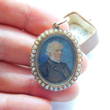 Georgian 15ct Gold, Watercolour Miniature & Hair Plait Mourning Locket c1790