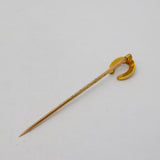 Victorian 15ct Yellow Gold Seed Pearl Set Horseshoe Stick Pin Antique c1860