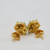 9ct Yellow Gold Opal Set Floral Cluster Stud Earrings Vintage c1970s