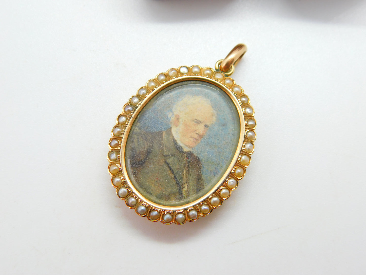 Georgian 15ct Gold, Watercolour Miniature & Hair Plait Mourning Locket c1790