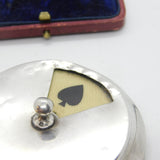 Sterling Silver Trumps Cards Marker Antique 1923 Birmingham Lawrence Emanuel