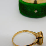 9ct Yellow Gold & Emerald Cut Citrine Dress Ring Vintage c1960 Size R UK