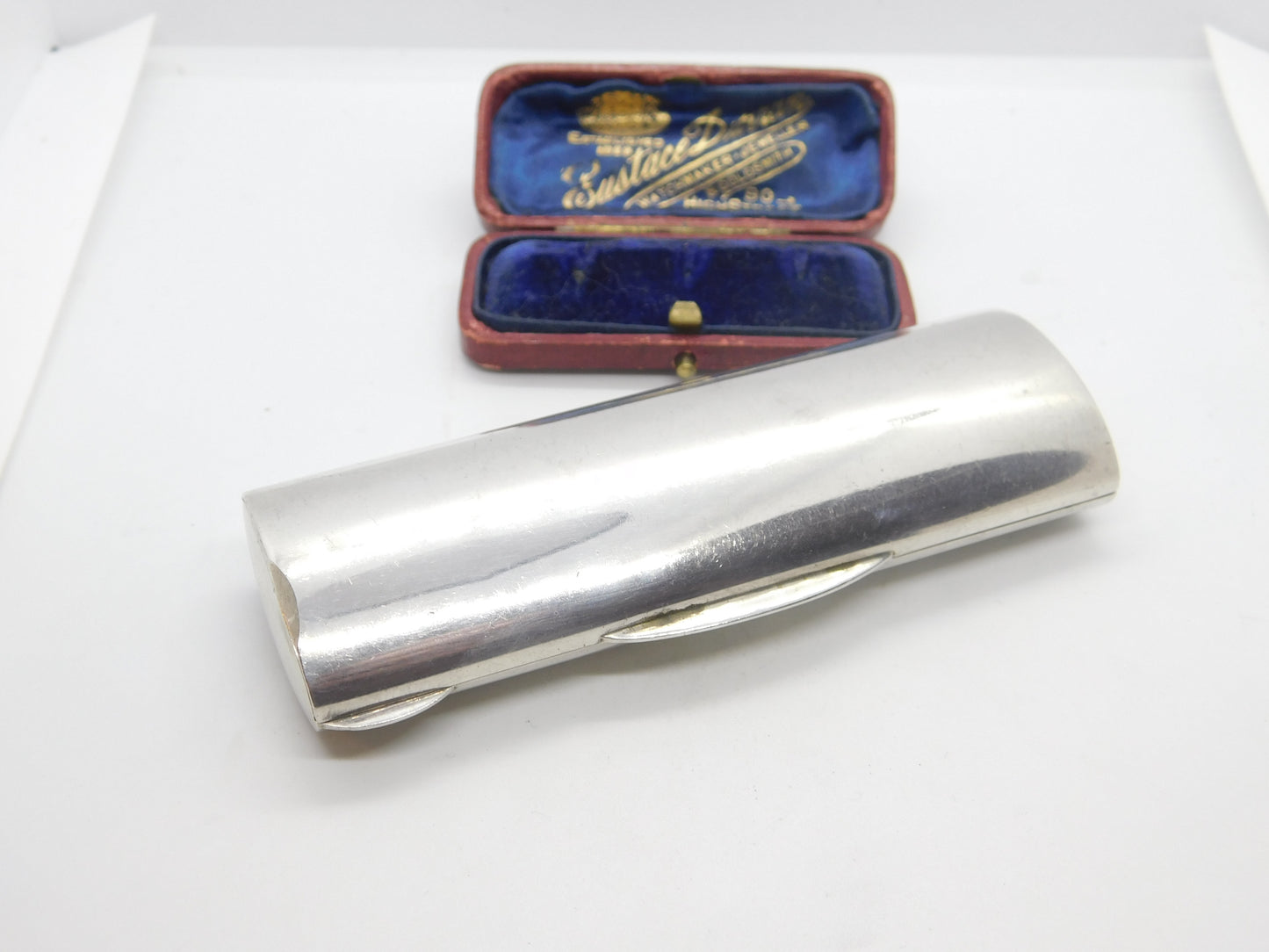 Sterling Silver Curved Snuff Box or Case Vintage 1994 London Import Gilded