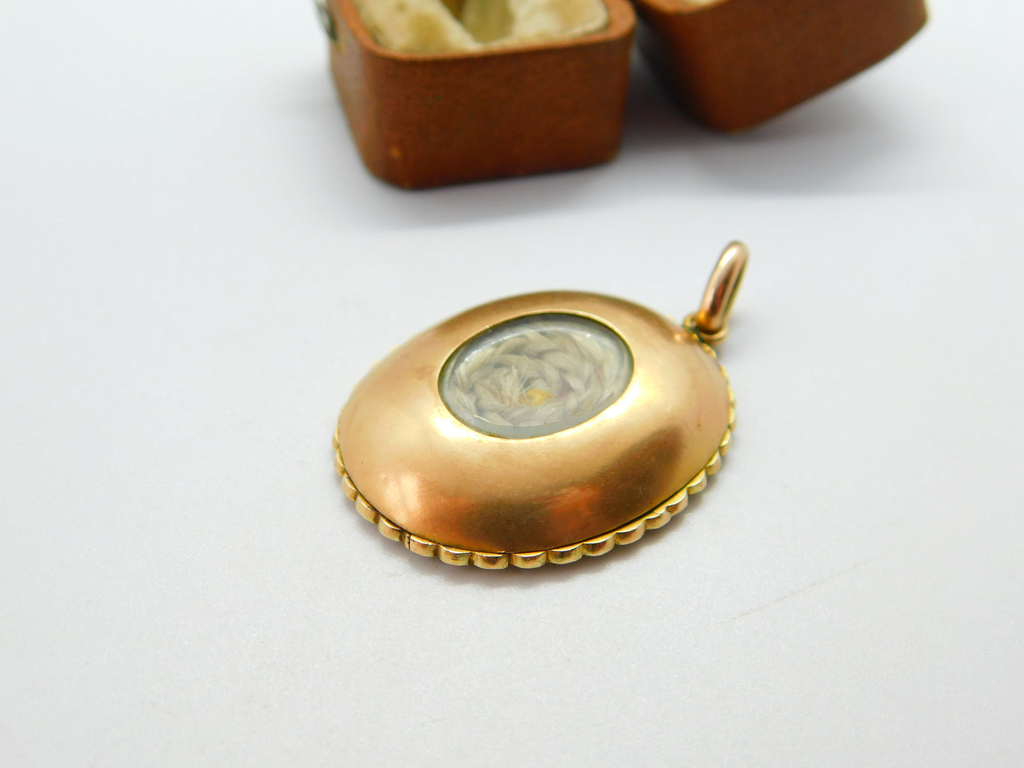 Georgian 15ct Gold, Watercolour Miniature & Hair Plait Mourning Locket c1790