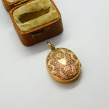 Victorian 9ct Rose Gold Back & Front Floral Sweetheart Locket c1890 Antique
