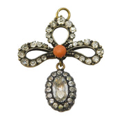 Georgian Gold Plated, Paste & Coral Set Drop Pendant Antique c1820