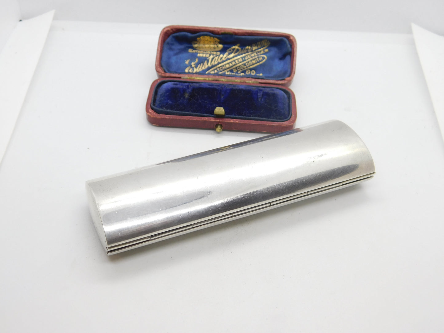 Sterling Silver Curved Snuff Box or Case Vintage 1994 London Import Gilded