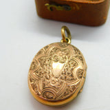 Victorian 9ct Rose Gold Back & Front Floral Sweetheart Locket c1890 Antique