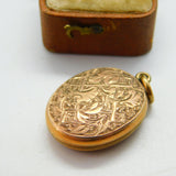 Victorian 9ct Rose Gold Back & Front Floral Sweetheart Locket c1890 Antique