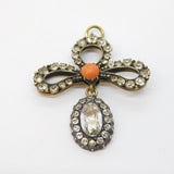 Georgian Gold Plated, Paste & Coral Set Drop Pendant Antique c1820