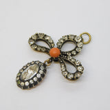 Georgian Gold Plated, Paste & Coral Set Drop Pendant Antique c1820
