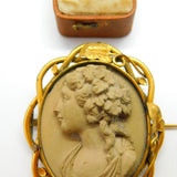 Victorian Pinchbeck & Carved Lava High Relief Cameo Brooch c1850 Antique