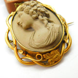 Victorian Pinchbeck & Carved Lava High Relief Cameo Brooch c1850 Antique