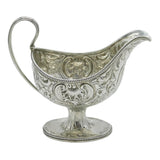 George III Sterling Silver Floral Pedestal Sauce Boat Antique 1784 London