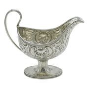 George III Sterling Silver Floral Pedestal Sauce Boat Antique 1784 London