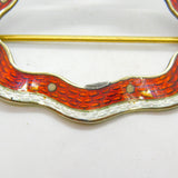 Edwardian Sterling Silver Gilt & Red-White Guilloche Enamel Buckle Brooch 1905