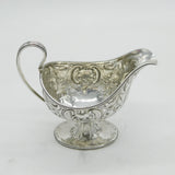 George III Sterling Silver Floral Pedestal Sauce Boat Antique 1784 London