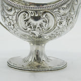 George III Sterling Silver Floral Pedestal Sauce Boat Antique 1784 London