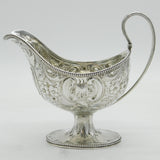 George III Sterling Silver Floral Pedestal Sauce Boat Antique 1784 London