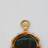 9ct Rose Gold, Bloodstone, Carnelian Spinner Fob Pendant Vintage 1989 Sheffield