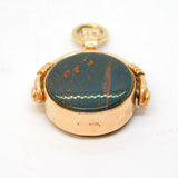 9ct Rose Gold, Bloodstone, Carnelian Spinner Fob Pendant Vintage 1989 Sheffield