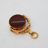 9ct Rose Gold, Bloodstone, Carnelian Spinner Fob Pendant Vintage 1989 Sheffield