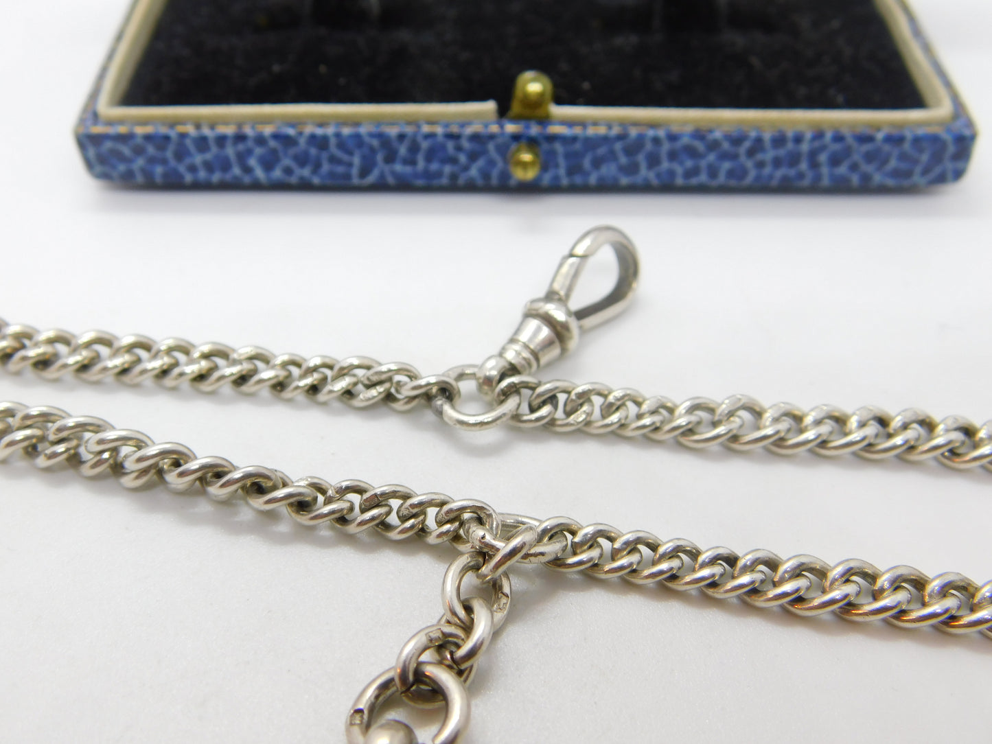 Sterling Silver Graduating Albert Watch Chain 1912 Art Deco with Fob Birmingham