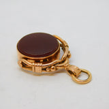 9ct Rose Gold, Bloodstone, Carnelian Spinner Fob Pendant Vintage 1989 Sheffield