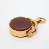 9ct Rose Gold, Bloodstone, Carnelian Spinner Fob Pendant Vintage 1989 Sheffield