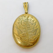 Edwardian Sterling Silver Gilt Floral Pattern Locket Pendant Antique c1910