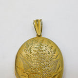 Edwardian Sterling Silver Gilt Floral Pattern Locket Pendant Antique c1910