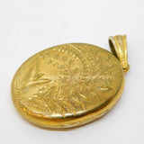 Edwardian Sterling Silver Gilt Floral Pattern Locket Pendant Antique c1910