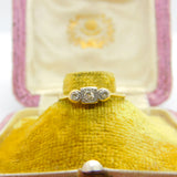 18ct Yellow Gold & 0.1ct Diamond Three-Stone Ring Antique c1920 Art Deco
