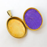 Edwardian Sterling Silver Gilt Floral Pattern Locket Pendant Antique c1910