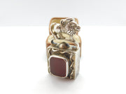 Victorian Australian Large Sterling Silver Carnelian Set Lion Pendant c1890