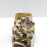 Victorian Australian Large Sterling Silver Carnelian Set Lion Pendant c1890