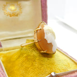 Large 9ct Yellow Gold & Classical Shell Cameo Dress Ring Antique c1930 Art Deco